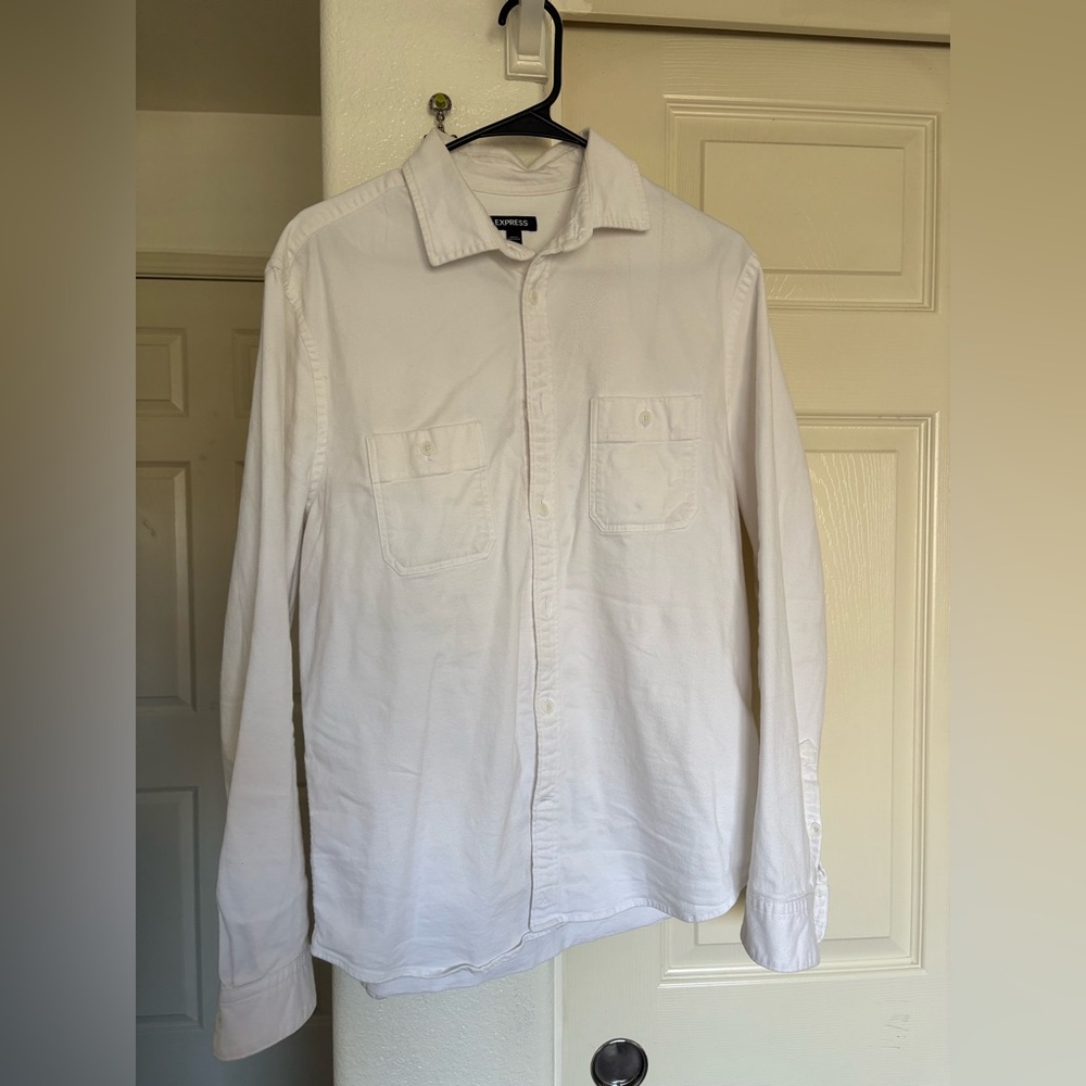 Express Men's Casual White Button Down Shirt